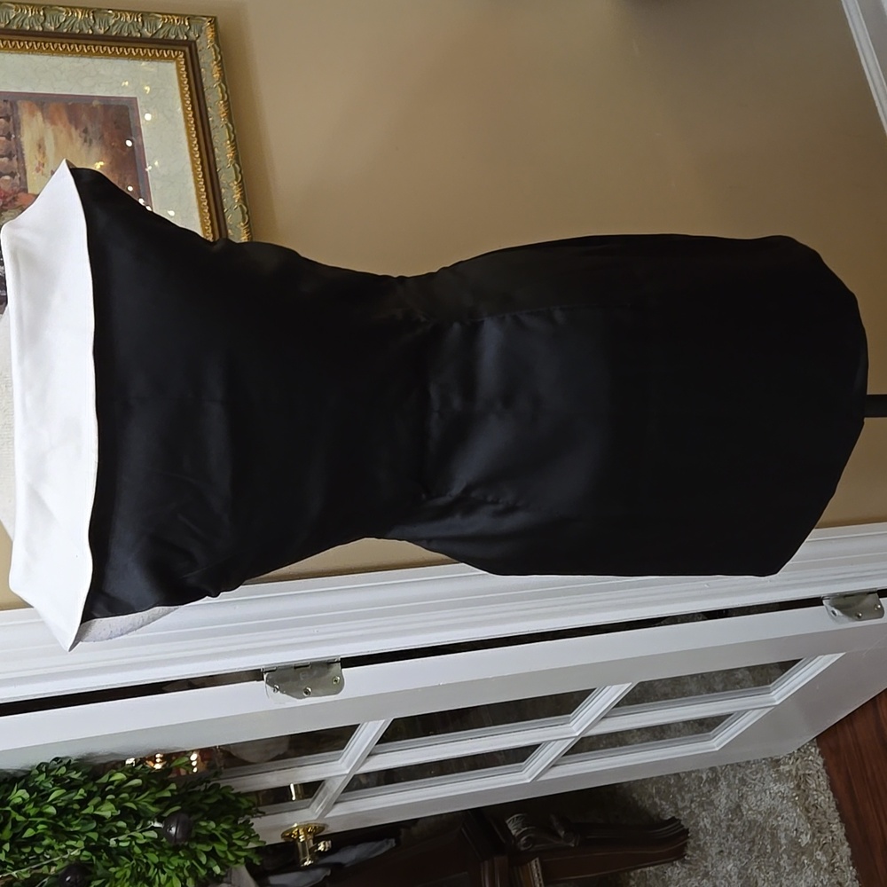 Evan-Picone Black White Mini Dress Portrait Collar Fitted Fully Lined SZ 8 EUC - Picture 3 of 5